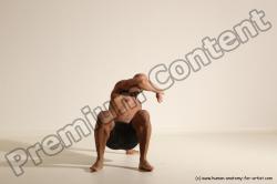 Underwear Gymnastic poses Man Black Muscular Bald Dancing Dynamic poses Academic